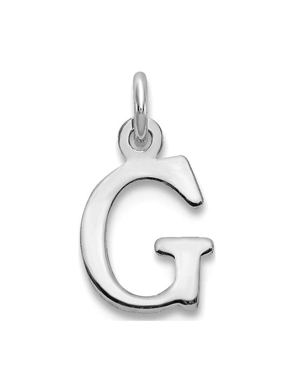 925 Sterling Silver Rhodium Plated Letter G Initial Charm Pendant Necklace for Women - .2 Grams