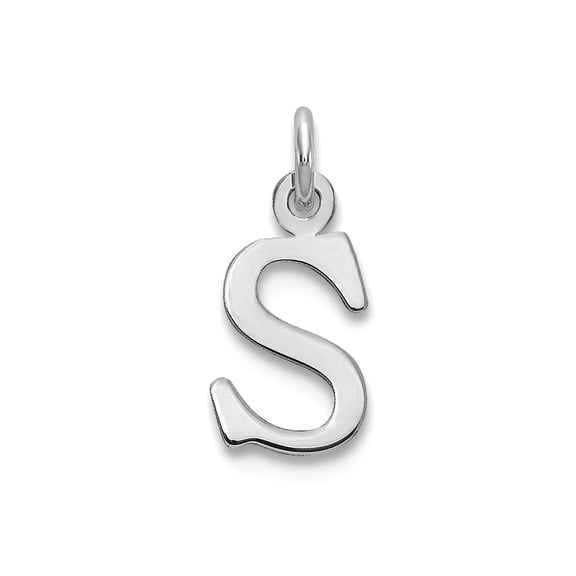 925 Sterling Silver Rhodium Plated Letter S Initial Charm Pendant Necklace for Women - .2 Grams