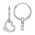 thumbnail image 1 of 925 Sterling Silver Rhodium Plated Love Heart Hoop Earrings 22.7x10mm Wide 1.6mm Thick Hoop Earring for Women, 1 of 2