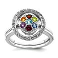thumbnail image 1 of 925 Sterling Silver Rhodium Plated Multi-gemstone With Halo 2 Ring Set Size 8 2.5mm Wide Ring for Women, 1 of 2