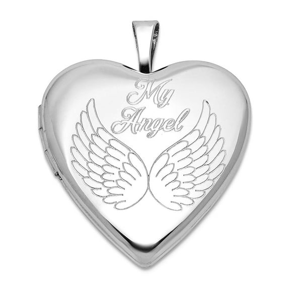 925 Sterling Silver Rhodium Plated My Religious Guardian Angel Angel Wings 20mm Love Heart Locket Locket Necklace for Wo