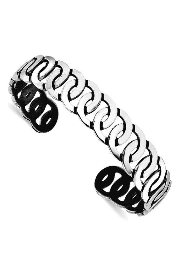 925 Sterling Silver Rhodium Plated Oxidized Burnished Polished Cuff Stackable Bangle Bracelet Cuff Bracelet for Women