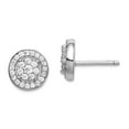 thumbnail image 1 of 925 Sterling Silver Rhodium Plated Pave Cubic Zirconia Circles Post Earrings 8.16x8.03mm Wide Stud Earring for Women, 1 of 2