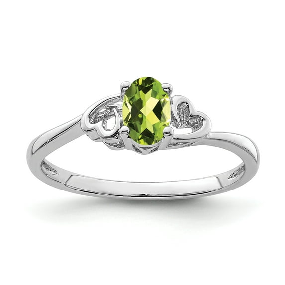 925 Sterling Silver Rhodium-Plated Peridot Ring Size 9