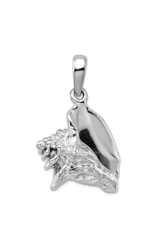 925 Sterling Silver Rhodium Plated Polished 3d Conch Shell Pendant Necklace 24.17mm long Pendant for Women