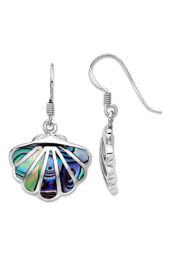 925 Sterling Silver Rhodium Plated Polished Abalone Shell Long Drop Dangle Earrings 29.75x17.9mm Wide Dangle Earring for
