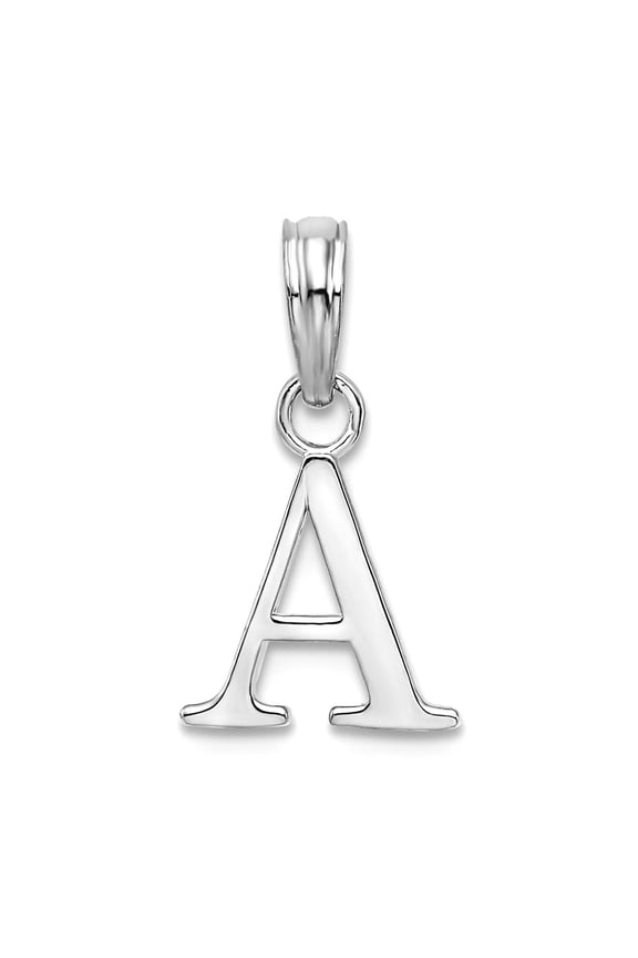 925 Sterling Silver Rhodium Plated Polished Block Letter Name Personalized Monogram Initial -a- Pendant Necklace Pendant