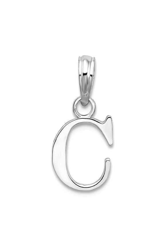 925 Sterling Silver Rhodium Plated Polished Block Letter Name Personalized Monogram Initial -c- Pendant Necklace Pendant