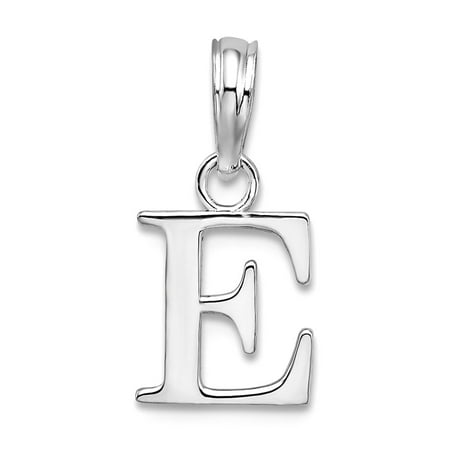 925 Sterling Silver Rhodium Plated Polished Block Letter Name Personalized Monogram Initial -e- Pendant Necklace Pendant