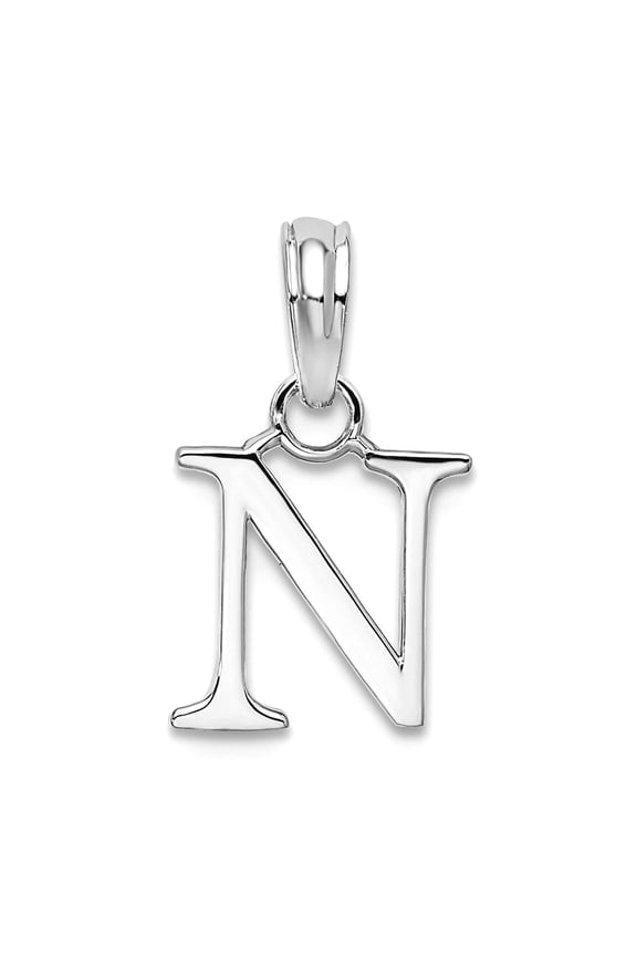 925 Sterling Silver Rhodium Plated Polished Block Letter Name Personalized Monogram Initial -n- Pendant Necklace Pendant
