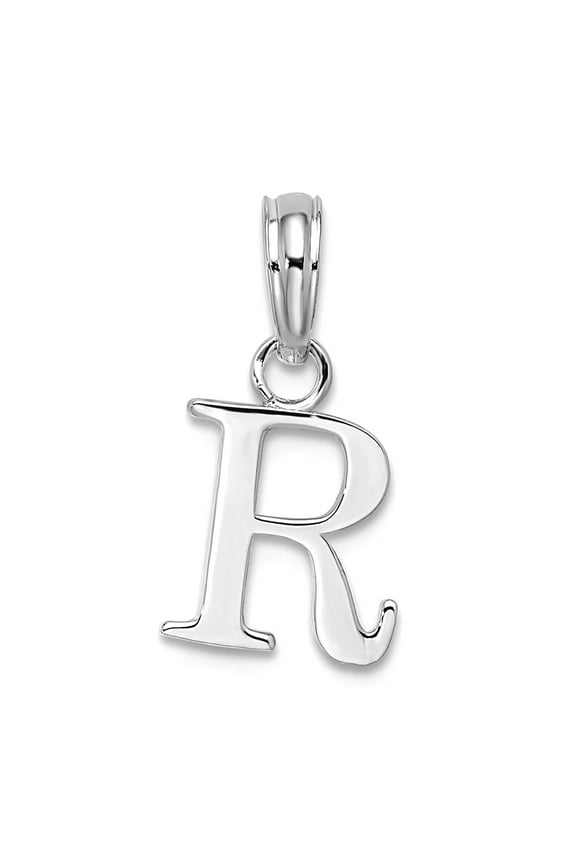 925 Sterling Silver Rhodium Plated Polished Block Letter Name Personalized Monogram Initial -r- Pendant Necklace Pendant