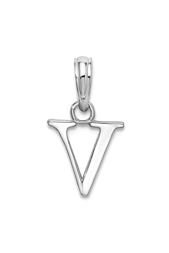925 Sterling Silver Rhodium Plated Polished Block Letter Name Personalized Monogram Initial -v- Pendant Necklace Pendant