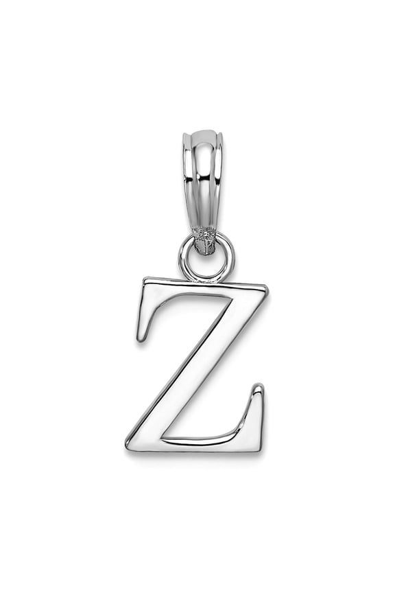 925 Sterling Silver Rhodium Plated Polished Block Letter Name Personalized Monogram Initial -z- Pendant Necklace Pendant
