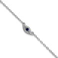 thumbnail image 1 of 925 Sterling Silver Rhodium Plated Polished Blue and White Cubic Zirconia Eye Anklet 10 Inch 3.6mm Wide Anklet for Women, 1 of 2