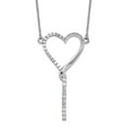 thumbnail image 1 of 925 Sterling Silver Rhodium Plated Polished CZ Dangle Love Heart Pendant Necklace With 2.25 Inch Extens 16 Inch 29.6mm W, 1 of 2