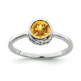 thumbnail image 1 of 925 Sterling Silver Rhodium-Plated Polished Citrine Round Ring Size 6, 1 of 7