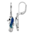 thumbnail image 1 of 925 Sterling Silver Rhodium Plated Polished Crystal Seahorse Long Drop Dangle Earrings 33.6x8.3mm Wide Dangle Earring fo, 1 of 2