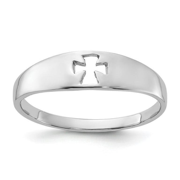 Faith Cross Ring Adjustable from sizes 3 to 6 Rhodium on Sterling Silver - Nontarnish Faith Cross Ring Adjustable from sizes 3 to 6 Rhodium on Sterling Silver - Nontarnish