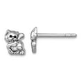 thumbnail image 1 of 925 Sterling Silver Rhodium Plated Polished Enamel Cat Kitten Post Earrings 6.9x5.4mm Wide Stud Earring for Women, 1 of 2