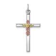 thumbnail image 1 of 925 Sterling Silver Rhodium Plated Polished Epoxy and Gold-Plated Cross Shaped Pendant, 1 of 6