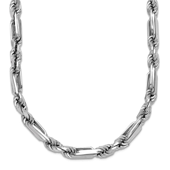 925 Sterling Silver Rhodium Plated Polished Figaro Rope 4.75mm 19.75 Inch Necklace 20 Inch Pendant Necklace for Women