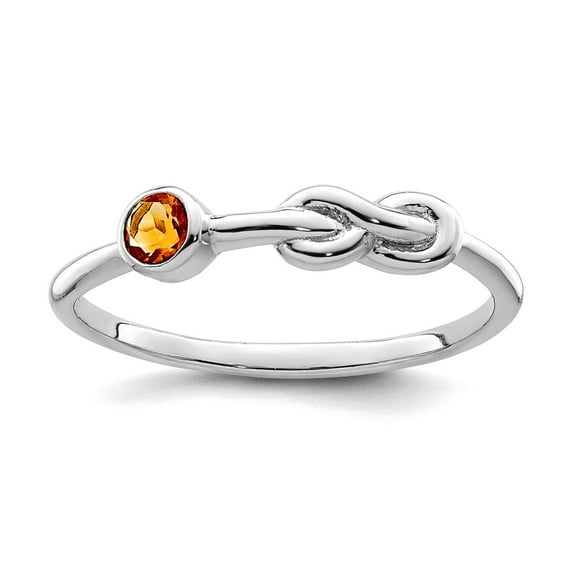 925 Sterling Silver Rhodium Plated Polished Infinity Citrine Ring Size 7 Ring for Women