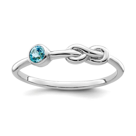 925 Sterling Silver Rhodium Plated Polished Infinity Ls Blue Topaz Ring Size 6 Ring for Women