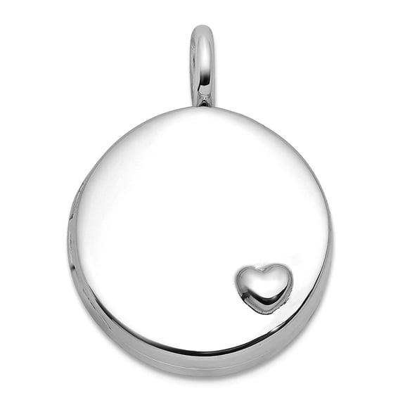 925 Sterling Silver Rhodium Plated Polished Love Heart 10mm Round Locket Locket Necklace for Women