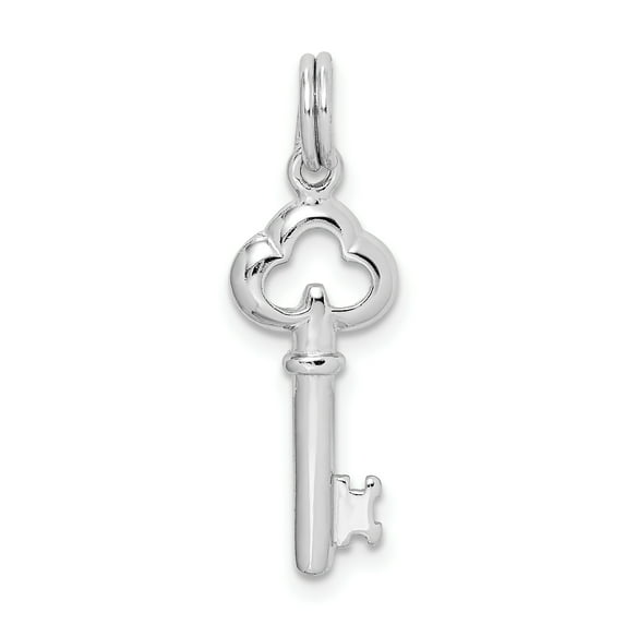 925 Sterling Silver Rhodium-Plated Polished Miniature Key Charm Pendant