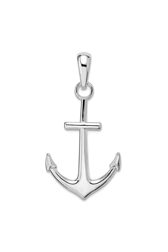 925 Sterling Silver Rhodium Plated Polished Nautical Ship Mariner Anchor Pendant Necklace 31.52mm long Pendant for Women