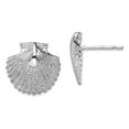 thumbnail image 1 of 925 Sterling Silver Rhodium Plated Polished Scallop Shell Post Earrings 12x12mm Wide Stud Earring for Women, 1 of 2