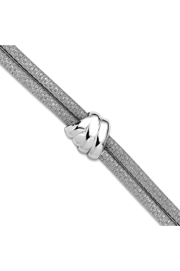 925 Sterling Silver Rhodium Plated Polished Textured 2 Strand Wrapped Knot With 1 Inch Extension Brace 7 Inch Wrap Brace