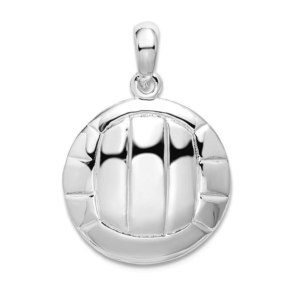 925 Sterling Silver Rhodium Plated Polished Volleyball Pendant Necklace 17.5x16.5mm Wide Pendant for Women
