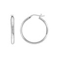 thumbnail image 1 of 925 Sterling Silver Rhodium Plated Rhodium Round Textured Hoop Earrings Hoop Earring for Women, 1 of 2