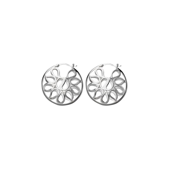 925 Sterling Silver Rhodium Plated Round Hoop Design Earrings Hoop Earring for Women - 11.4 Grams