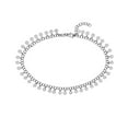 thumbnail image 1 of 925 Sterling Silver 10 Inch Rhodium Plated Round Link With Hanging Circles Adjustable Anklet Anklet for Women, 1 of 2