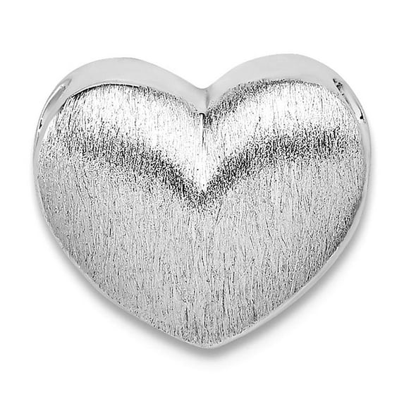 925 Sterling Silver Rhodium Plated Scratch Finish Love Heart Chain Slide 9.98x11.48mm Wide Chain Necklace for Women and