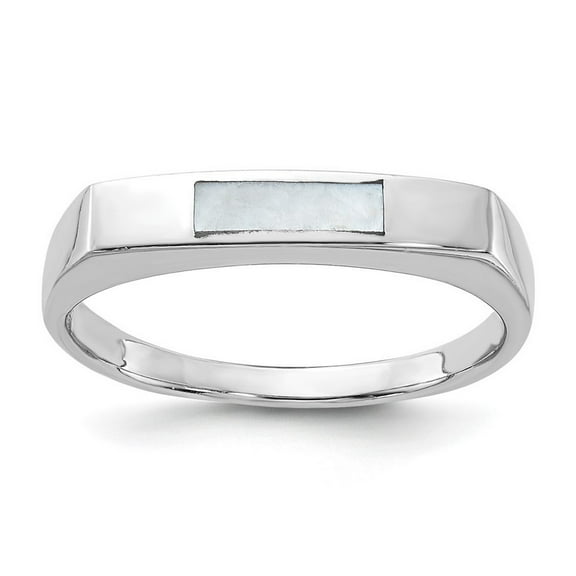 925 Sterling Silver Rhodium Plated Simulated Mother of Pearl Inlay Ring Size 7 Jewelry for Women
