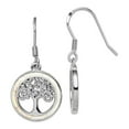 thumbnail image 1 of 925 Sterling Silver Rhodium Plated Simulated Opal Circle With Tree Long Drop Dangle Earrings 37.25x17mm Dangle Earring f, 1 of 2