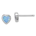 thumbnail image 1 of 925 Sterling Silver Rhodium Plated Simulated Opal Love Heart Post Earrings 6.3mm long Stud Earring for Women, 1 of 2