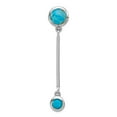 thumbnail image 1 of 925 Sterling Silver Rhodium Plated Simulated Turquoise Drop Chain Slide 38.9x7.9mm Wide 7.1mm Thick Chain Necklace for W, 1 of 2
