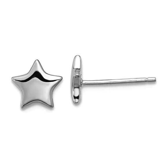 925 Sterling Silver Rhodium Plated Star Post Earrings 8x8mm Wide Stud Earring for Women - 1.0 Grams