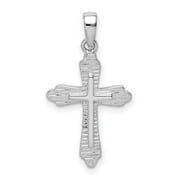 TUSK OFF-ROAD 925 Sterling Silver Rhodium Plated Striped Texture Religious Faith Cross Pendant Necklace-Pendant for Women