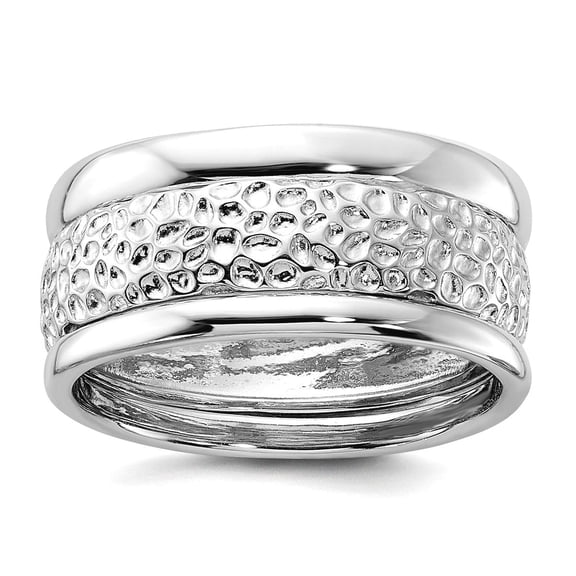 925 Sterling Silver Rhodium Plated Textured and Polished 3 Ring Band Set Size 6 Ring for Women and Men