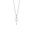 thumbnail image 1 of 925 Sterling Silver Rhodium Plated Thin Ankh Religious Faith Cross Adjustable Necklace Sparkle-Cut Cable Chain 18 Inch C, 1 of 2