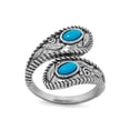 thumbnail image 1 of 925 Sterling Silver Rhodium Plated Turquoise Wrap Ring Has 2 Individual Simulated Stones 3m Ring for Women, 1 of 2