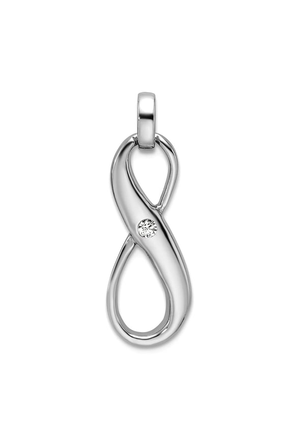 925 Sterling Silver Rhodium Plated With Cubic Zirconia Infinity Symbol Pendant Necklace 27.5x8.75mm Wide Pendant for Wom