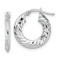 thumbnail image 1 of 925 Sterling Silver Rhodium Plated Women's Diamond Cut Tube 2mm Hoop Earrings | 18mm, 1 of 4