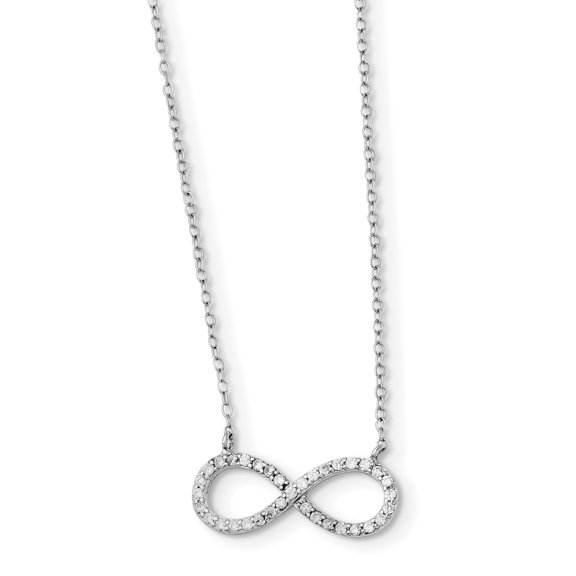925 Sterling Silver Rhodium-Plated with Cubic Zirconia Infinity with 2 IN Extension Necklace