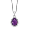 thumbnail image 1 of 925 Sterling Silver Rhodium Polished Amethyst & CZ Necklace; 18 inch; for Adults and Teens; for Women and Men, 1 of 2